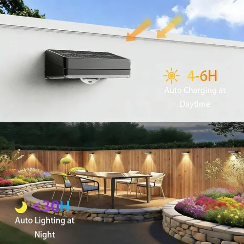 Miniatura 6 de Luces Solares para Valla, 10 Modos de Cambio de Color RGB, Luces Solares Impermeables con Energía Solar IP65, 30 Horas de Funcionamiento, Fácil