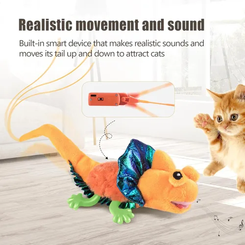 Miniatura 3 de Migipaws Juguetes para Gatos, Lagarto con Ala que Chisporrotea Activado por Toque para Gatito con Hierba Gatera para Gatos de Interior, Recargable