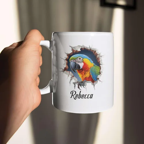 Miniatura 4 de Tazas de café blancas coloridas personalizadas de loro de 11 oz 15 onzas regalo para los amantes de los loros, regalos de taza de viaje de loro