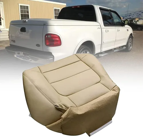 NLQR Funda de asiento inferior para el lado del pasajero, piel de repuesto, color marrón compatible con Ford F-150 Lariat 2001 2002 2003