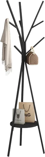 HOME BI Perchero para sombreros, soporte de metal para sombreros, con 9 ganchos para ropa, sombreros y bufandas, color negro, 17.72 pulgadas de