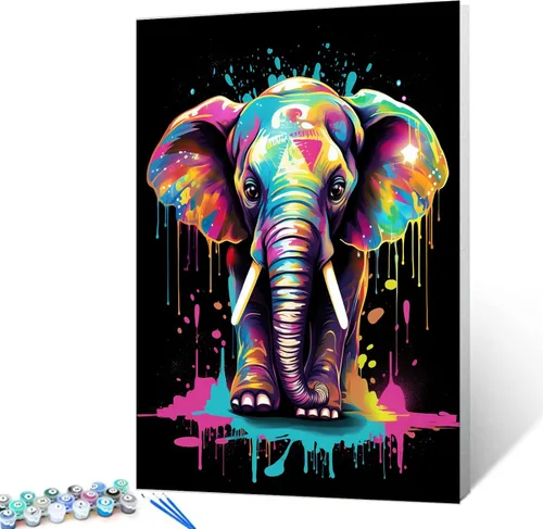 Miniatura 20 de Tucocoo Kits de pintura de búho de graffiti por números con pinceles y pigmento acrílico sobre lienzo para adultos, imagen de estilo colorido