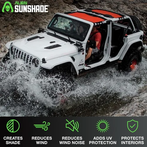 Miniatura 2 de Alien Sunshade - Parasol de malla frontal y trasero para techo, bloquea los rayos UV, el viento y el ruido (color negro)