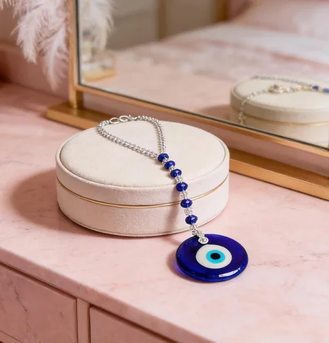 Miniatura 4 de Adorno colgante de auto de mal de ojo, accesorios para mujeres y hombres, adorno colgante de cristal para espejo retrovisor (forma redonda)