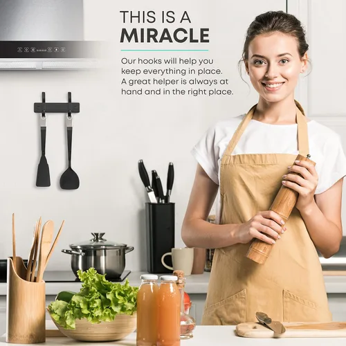 Miniatura 8 de Perchero de Abrigos Pequeño Negro Mate para Pared – Riel de Ganchos de Acero Inoxidable de 6 Pulgadas con 2 Ganchos Dobles para Abrigos