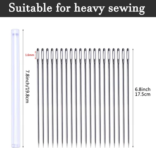 Miniatura 2 de Paquete de 20 agujas de coser largas, agujas largas para manualidades, agujas de costura de ojos grandes, agujas de muñeca de 6.8 pulgadas/6.9 in
