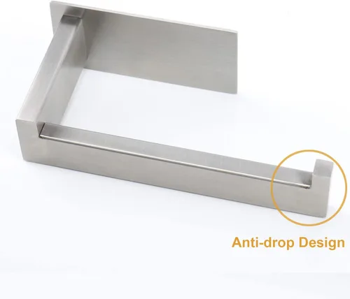 Miniatura 4 de Portarrollos de papel higiénico, autoadhesivo, de acero inoxidable, resistente al óxido, sin taladrar, fácil de instalar, estante de papel higiénico