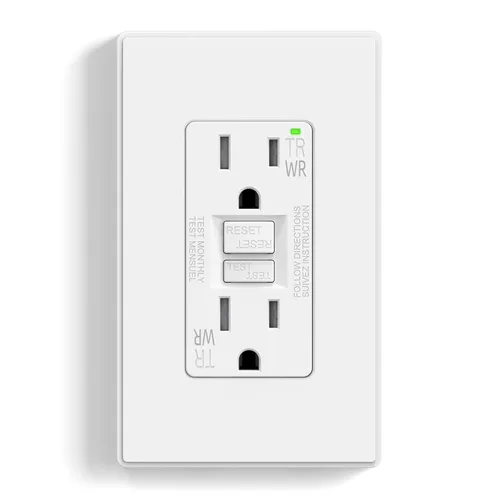 ELEGRP Salida GFCI para Exteriores, Receptáculo GFI Eléctrico de Autoprueba de 15 Amperios con Diseño Más Delgado, Receptáculo GFCI Resistente a la