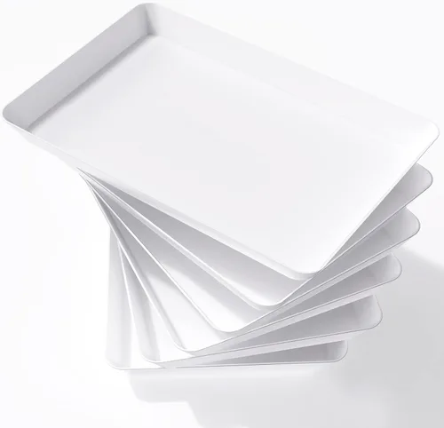 Miniatura 14 de Lifewit - 4 bandejas de servir para suministros de fiesta, plato de plástico reutilizable para servir alimentos para postres, aperitivos, frutas