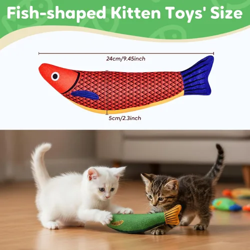 Miniatura 5 de Juguetes de hierba gatera Saury Fish, Cat & Kitten Chew Kicker Juguetes interactivos arrugados para gatos adultos aburridos en interiores y gatitos