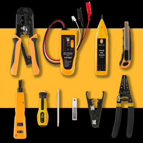 Miniatura 8 de InstallerParts Kit Profesional de Herramientas de Red 15 en 1 - Herramienta de Crimpado RJ45 Cat 5 Cat6, Probador de Cables, Pelacables con Calibre