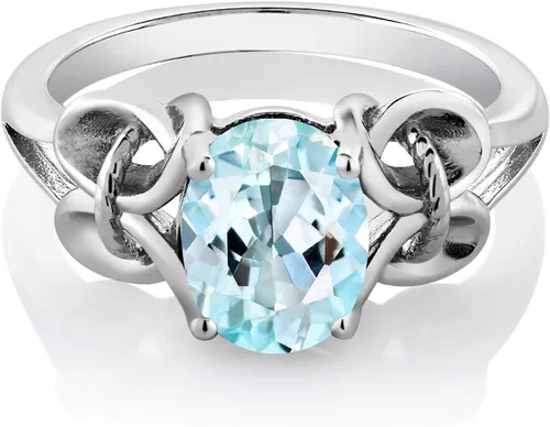 Miniatura 35 de Gem Stone King Anillo de compromiso ovalado con piedra natal para mujer, plata de ley 925, ovalado de 0.354 x 0.276 in, anillo de compromiso