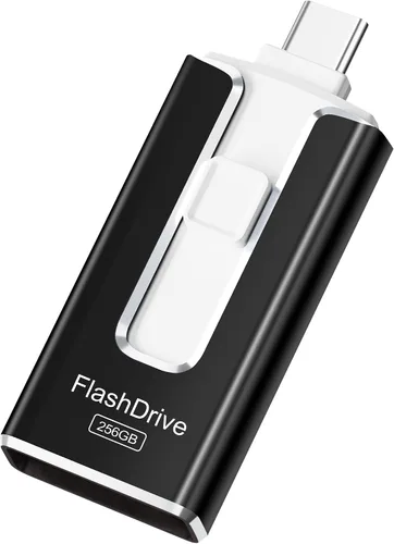 Unidad Flash Certificada MFi para iPhone 256GB, Memoria Stick Thumb Drive USB Type-C 3 en 1 para Fotos Videos, Foto Stick de Almacenamiento Externo