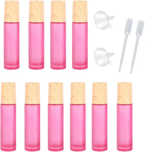 Miniatura 10 de 10 botellas de aceites esenciales de vidrio esmerilado, botellas de rodillo de masaje recargables de 0.3 onzas líquidas, botellas de perfume