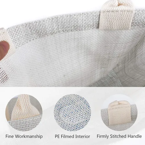Miniatura 6 de Segarty Bolsas de mano, paquete de 6 bolsas grandes de yute blanco reutilizables de lona para regalos con asas, bolsa en blanco a granel para dama