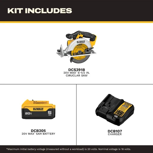 Miniatura 2 de DEWALT DCS391P1 Kit de sierra circular con batería de iones de litio 20V MAX