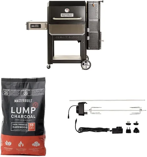 Masterbuilt MB20041220 Gravity Series 1050 Combo de parrilla digital de carbón y ahumador - Negro; incluye MB20091621 carbón vegetal (16 libras) y