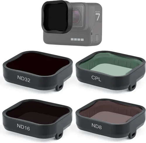 GEPULY 4-Pack Filtro CPL ND para Lente de Cámara ND8 ND16 ND32 - Kit de Filtros de Densidad Neutra y Polarizante para Hero 5/Hero 6/Hero 7 Negro,