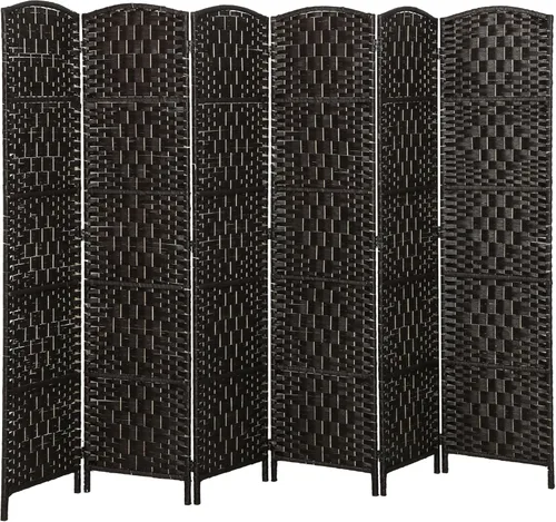 Miniatura 13 de HOMCOM Divisor de habitación, 3 paneles, pantalla de privacidad plegable de 6 pies de alto, partición independiente tejida a mano para separación