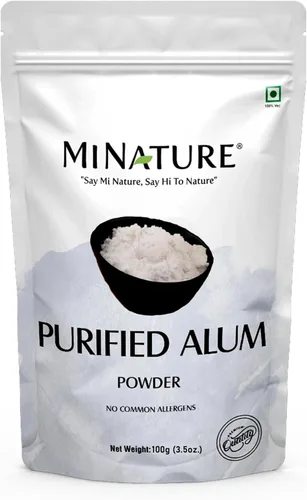 Mi Nature - Polvo de alumbre de potasio (Fitkari/Phitkari), cuidado de la piel 100% natural para el acné, control de olores y purificación de agua,