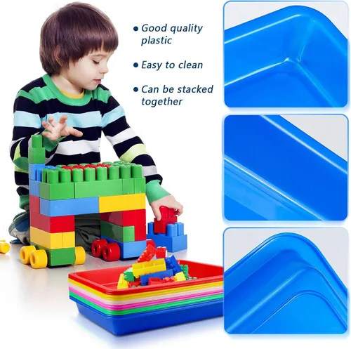 Miniatura 4 de Bercoor Paquete de 12 bandejas de plástico para arte, bandeja organizadora de actividades para niños, escuela, aula, proyectos de bricolaje, 6