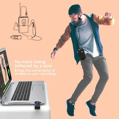 Miniatura 2 de FIFINE Micrófonos inalámbricos para computadora, sistema de micrófono inalámbrico USB para PC y Mac, sistema de auriculares UHF con receptor USB