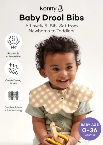 Miniatura 2 de Konny Baby Bib 3/5/7-Pack Set, 360 ° Rotate, Soft and Absorbent Drooling for Toddler Boys Girls Baby Essentials