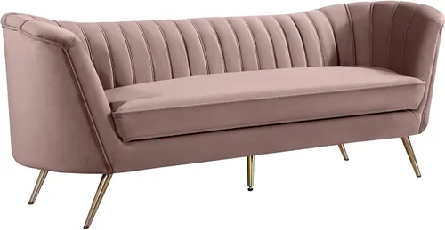 Miniatura 10 de Meridian Furniture Colección Margo Modern Sofá tapizado de terciopelo contemporáneo con acolchado de canal profundo y patas de acero inoxidable