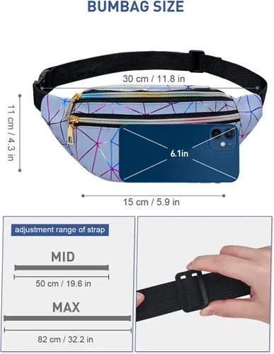Miniatura 5 de Livacasa - Cangurera holográfica linda, brillante e impermeable para mujer, cangurera para viajes, fiestas, festivales, correr y senderismo, Azul