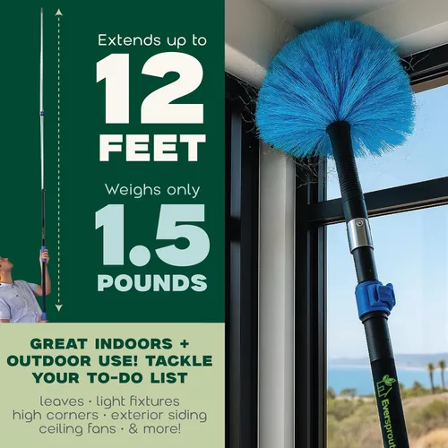 Miniatura 7 de EVERSPROUT Plumero de telaraña giratoria (cerdas suaves) Accesorio de cepillo para uso en interiores y exteriores Se adapta a postes roscados
