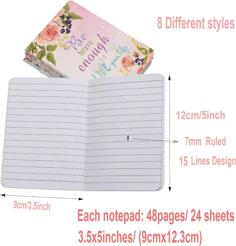 Miniatura 2 de YYaaloa 8 cuadernos de bolsillo inspiradores florales, cuadernos pequeños a granel para fiestas, oficina, hogar, compañeros de trabajo, suministros