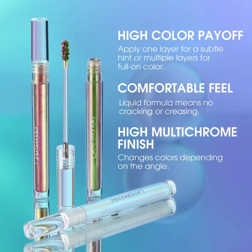 Miniatura 6 de Sombra de Ojos Líquida Metálica Camaleón, Looks de Ojos Multidimensionales, Sombras de Ojos Multicromo con Purpurina Holográfica de Larga Duración