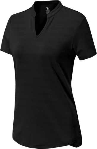 Miniatura 103 de Gopune Polo de golf con cuello en V para mujer, sin cuello, manga corta, ligera, de secado rápido, camisetas de tenis para correr