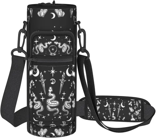 Miniatura 12 de Goth Moon Botella de agua de medio galón con funda - Botella de agua con tapa abatible sin BPA de 32 onzas - con marcador de tiempo, jarra de agua a
