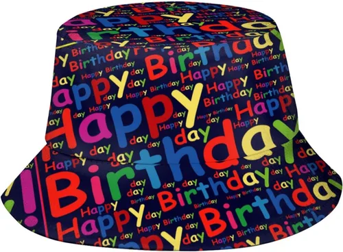 Sombrero de pescador de feliz cumpleaños, sombrero de pescador, sombrero de viaje para playa, sombrero para el sol, gorra al aire libre unisex para