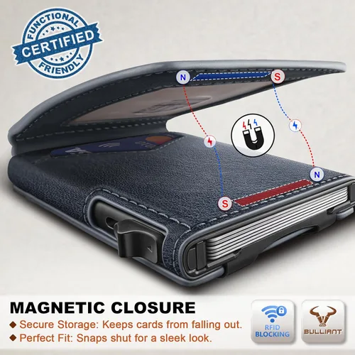 Miniatura 3 de Cartera BULLIANT para hombre, cartera con clip para billetes delgada para regalo para hombre, 9 tarjetas - Estuche de tarjeta de crédito de metal