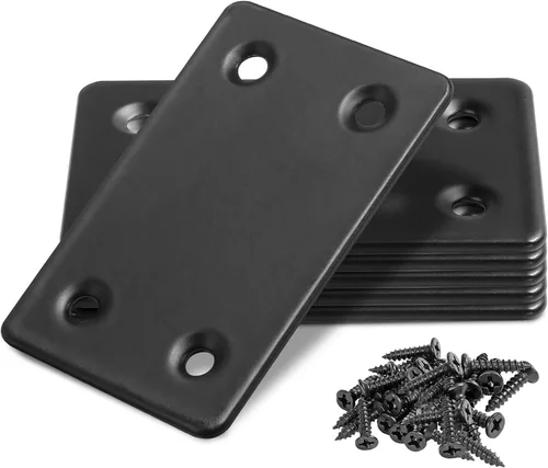 Miniatura 31 de Soporte plano de 1.575 x 0.630 x 0.079 in, soporte recto de acero inoxidable, soporte recto de metal, soporte recto negro, placa de unión