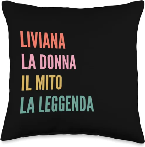 Disegni Di Nomi Italiani Divertenti Per Liviana Liviana - Almohada italiana divertida con el nombre, 16 x 16 pulgadas, multicolor
