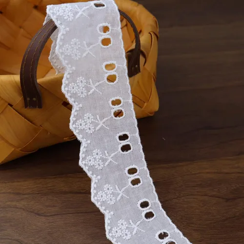 Miniatura 9 de Cinta de encaje con ojales blancos de 7 yardas, cinta de encaje floral para manualidades, ropa, bolsa, decoración de almohadas (1.3 pulgadas)