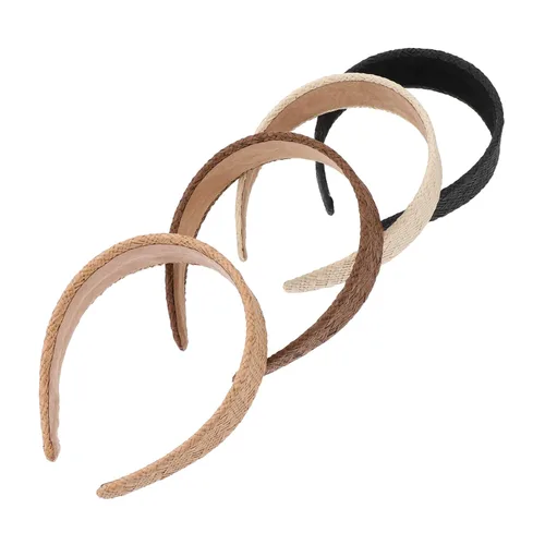 FRCOLOR Diademas tejidas con aro ancho para mujer, banda para el cabello, accesorios para el cabello vintage, rafia, accesorios para el cabello,