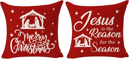 Miniatura 16 de ITFRO Juego de 2 fundas de almohada de algodón y lino, decoración de Navidad, decoración de pinos, árboles de pino, plantas del bosque, funda
