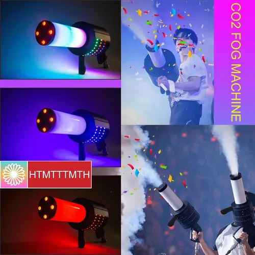 Miniatura 2 de Máquina de chorro de confeti CO2 portátil LED cañón blaster de CO2 máquina de humo con luces RGB columna de gas de dióxido de carbono pistola