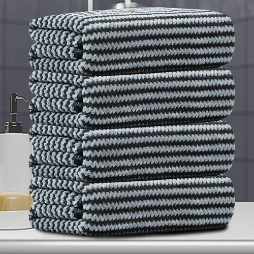 Miniatura 9 de CHINO Toallas de baño, 4 toallas de baño grandes negras de 35 x 70 pulgadas, toallas de baño extragrandes de microfibra suave XL, toallas de baño