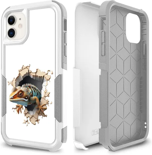 Miniatura 8 de Funda para iPhone 11, diseño deportivo de fútbol, absorción de golpes, policarbonato duro y silicona híbrida de doble capa de armadura Defender