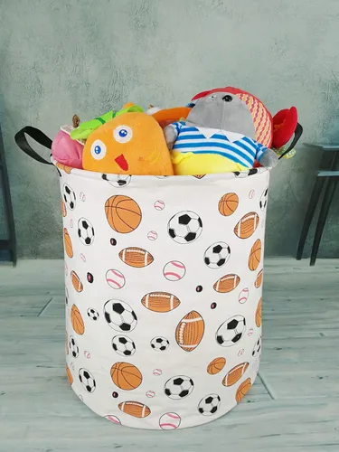 Miniatura 5 de canasta redonda grande para almacenamiento, con cubierta impermeable, organizador para la ropa sucia, para la habitación de los niños, para ropa