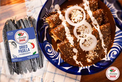 Miniatura 5 de Pasilla Chiles Secos 8 oz - Básico para cocina mexicana, topos, salsas, guisos, salsa, sopas. Calor suave – Punget y sabor picante. Bolsa