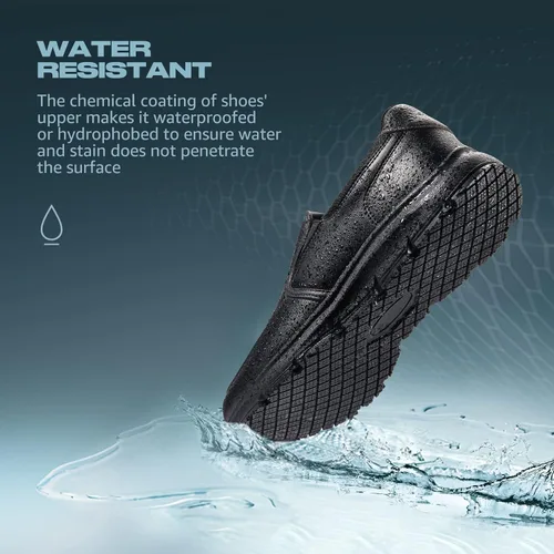 Miniatura 5 de HISEA Zapatos antideslizantes de servicio de alimentos para hombre zapatos de trabajo antideslizantes para cocina restaurante zapatos sin cordones