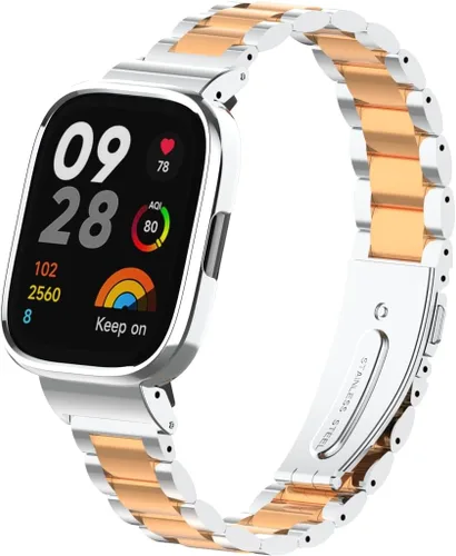 Miniatura 3 de HOPMC - Correa de repuesto clásica con marco de metal y hebilla de malla de acero inoxidable para Redmi Watch 3