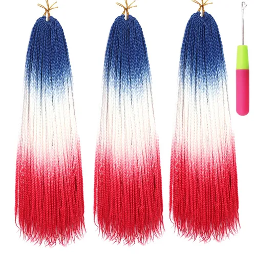 Miniatura 18 de Extensiones de cabello trenzado tipo box de 24 pulgadas, hechas a mano, para mujeres y niñas, extensiones de cabello trenzado, 24#, 3 paquetes, 22