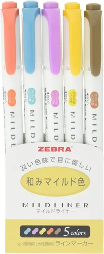 Miniatura 9 de Resaltadores línea media Zebra NC5, 5 unidades, Noble
